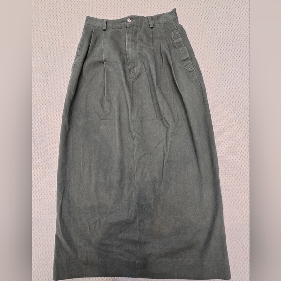 Vintage Willis& Geiger Skirt 8 USA Made Bush Poplin Wrap Maxi Green  Military - Picture 14 of 15